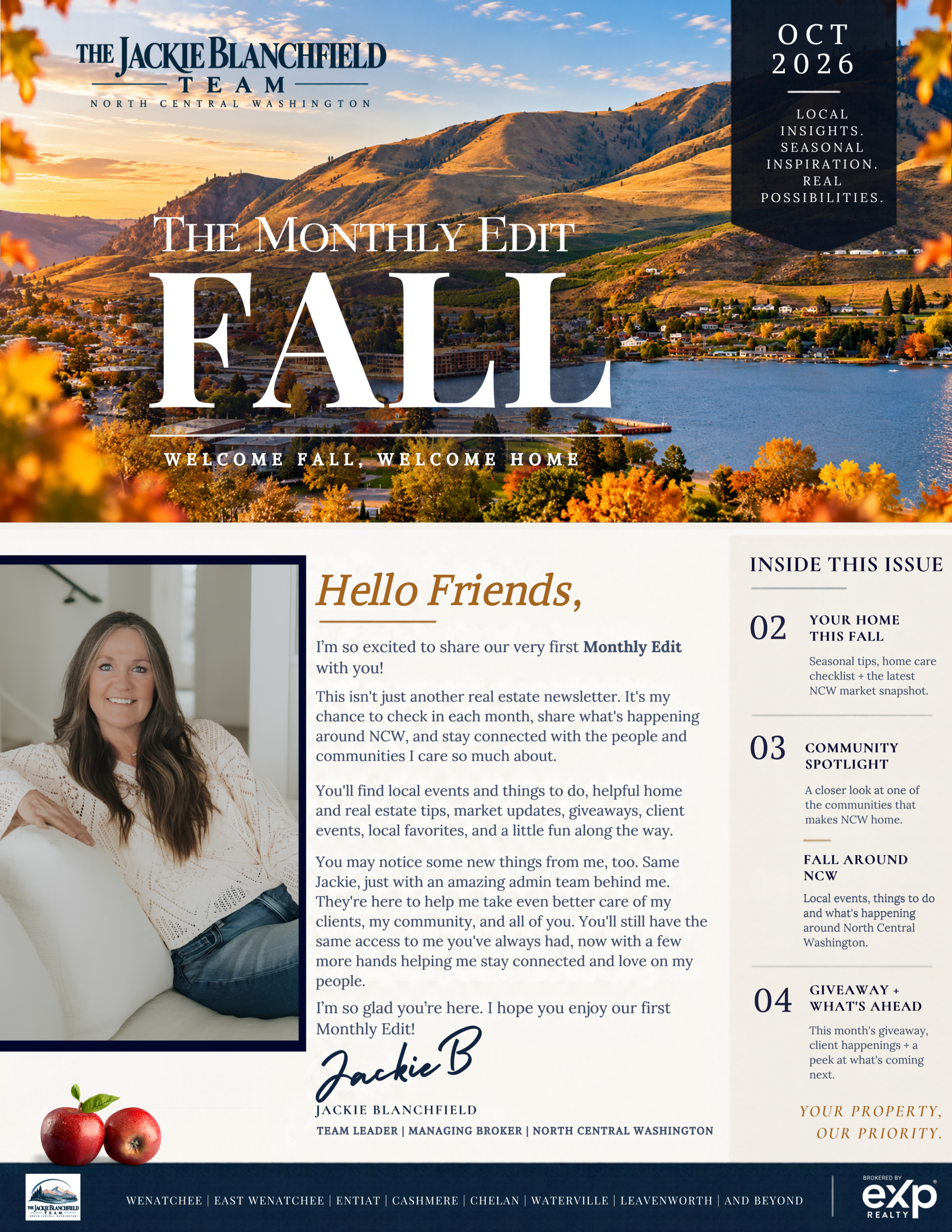 The Monthly Edit, October 2026. Jackie's welcome and newsletter cover.