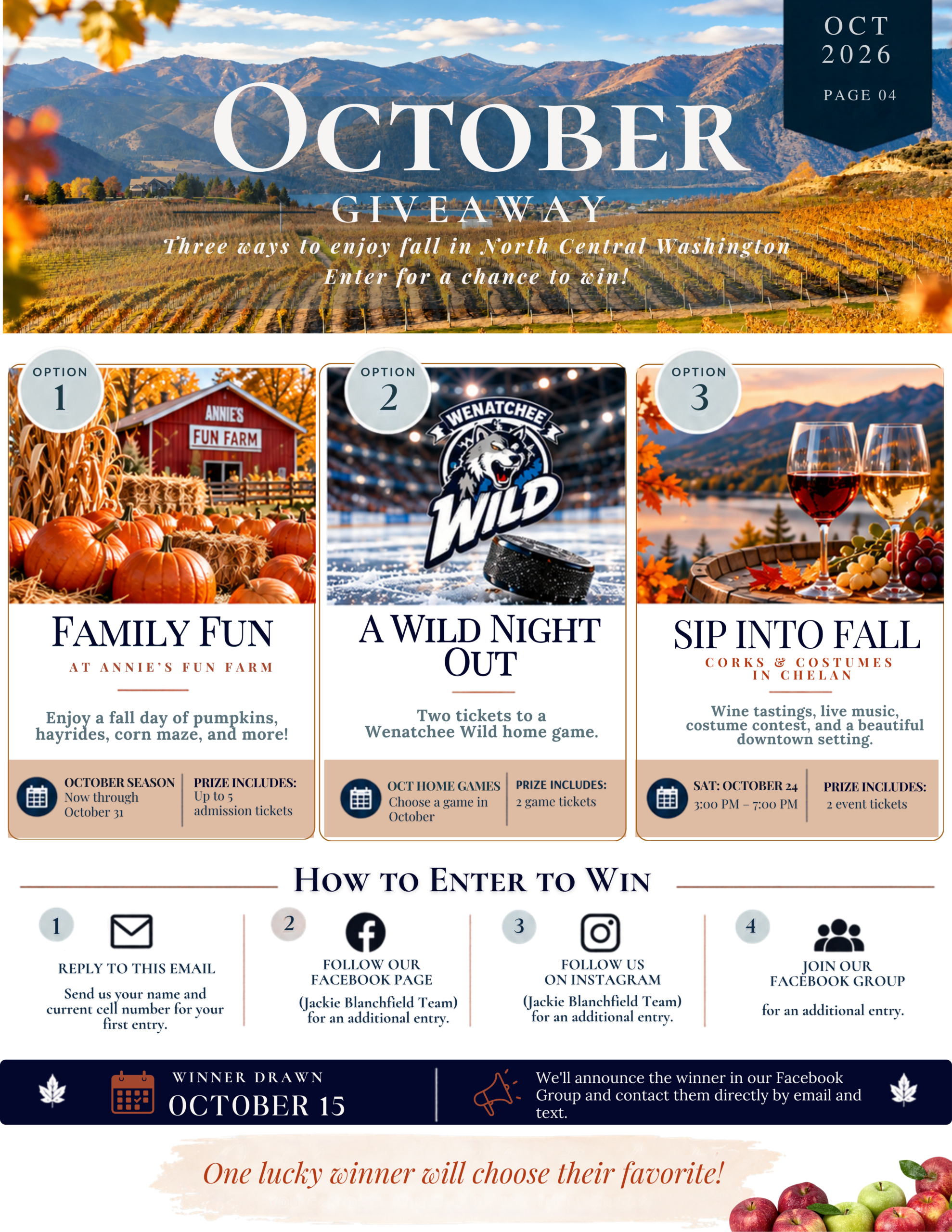 October giveaway options and corrected entry instructions.